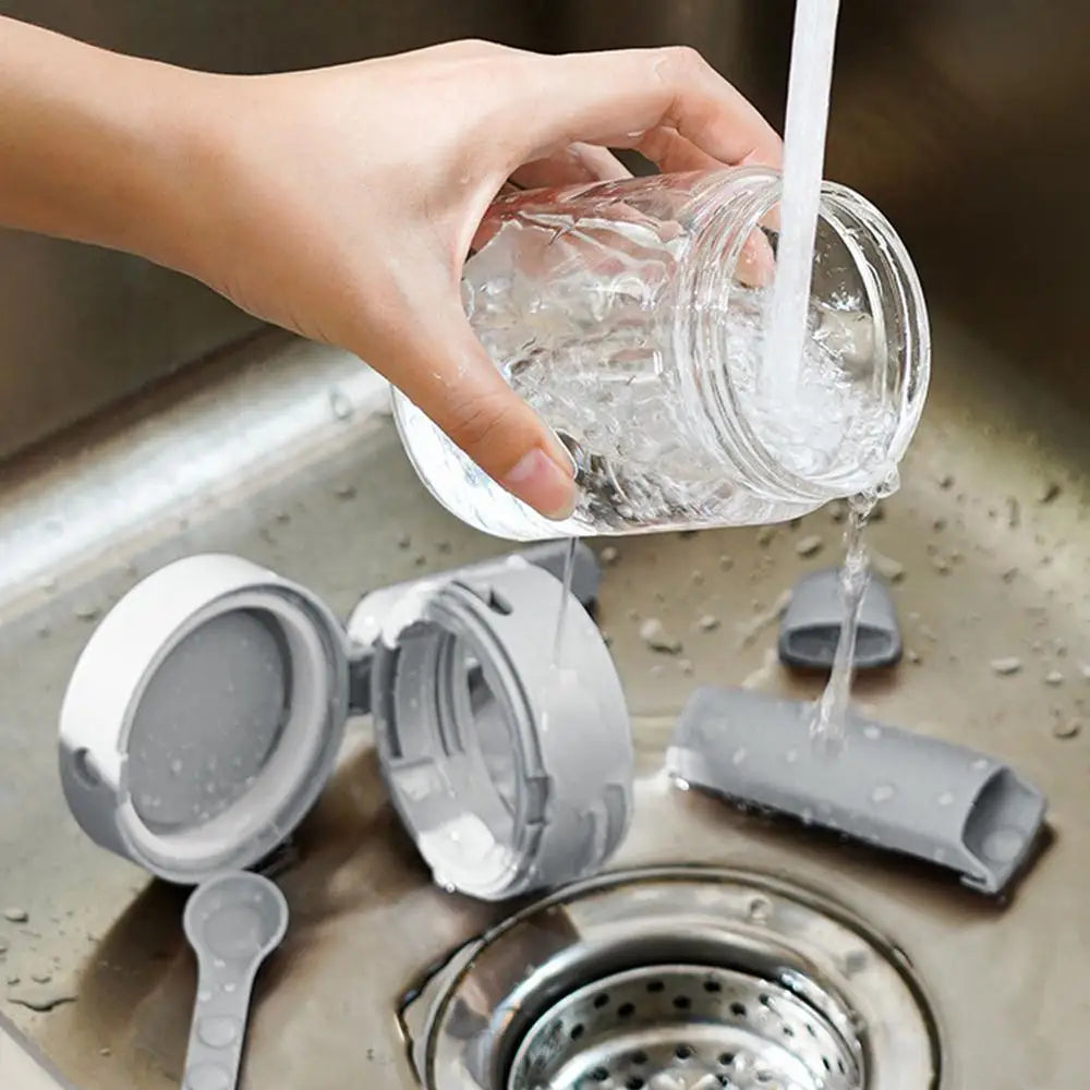 BowLift | Transparent Glass Lockable Airtight  Seasoning Jar with Spoon
