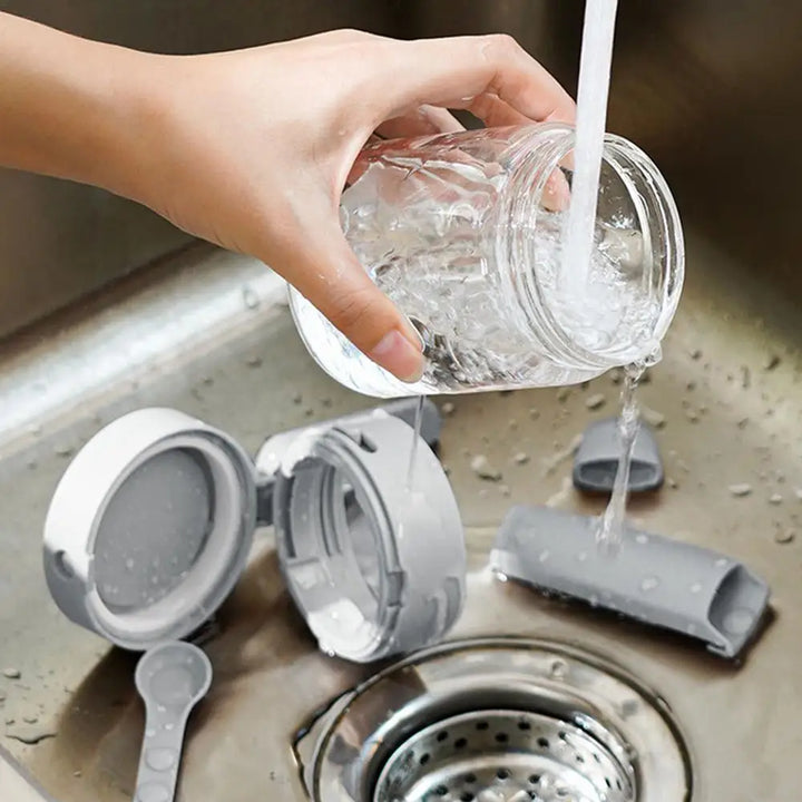 BowLift | Transparent Glass Lockable Airtight  Seasoning Jar with Spoon