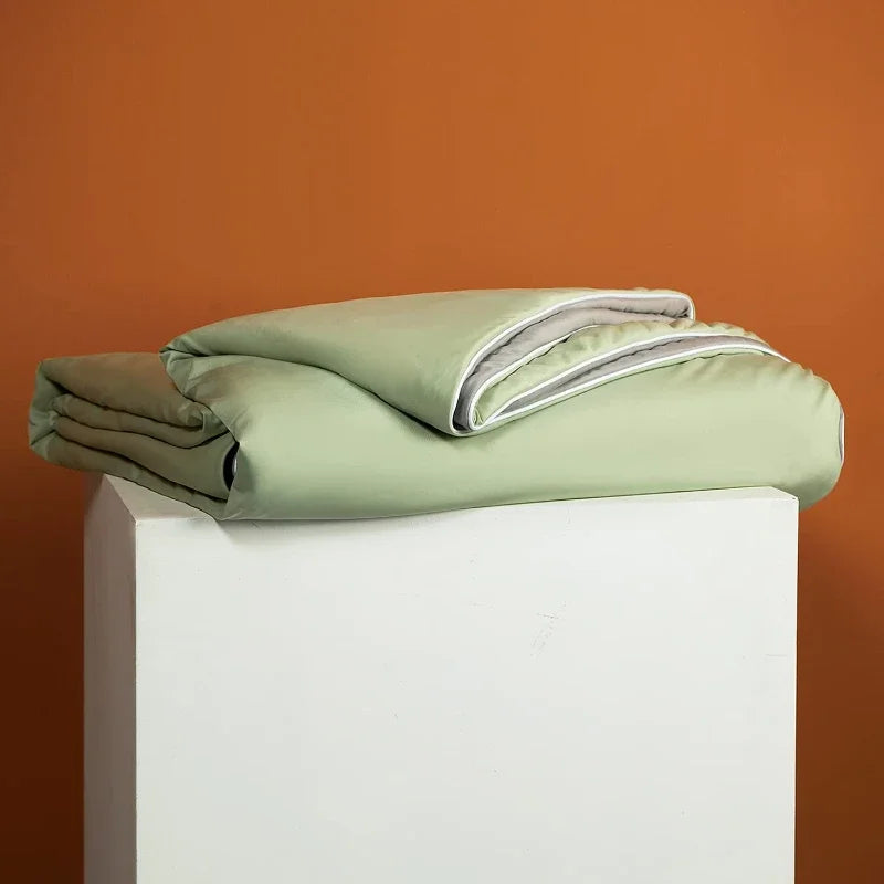 Air Condition Summer Comforter — Pure Color Ice Silk Cooling Blanket, Lightweight & Smooth Twin/King Size Quilt | Bowlift