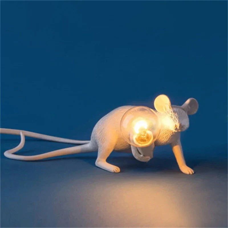 BowLift | Modern LED Animal Table Lamps: Resin Rat, Cat, and Squirrel Night Lights