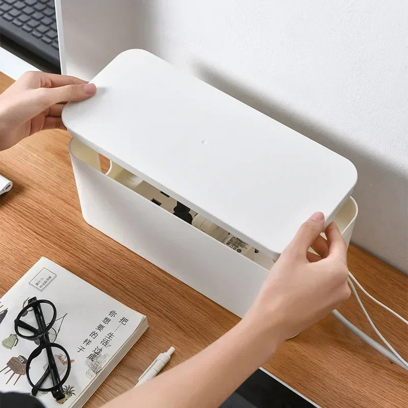 BowLift | Kabelux Cable Box with Lid | 32×13×12 cm | Socket & Charging Cable Organizer | Dust Protection for Power Supplies & Routers