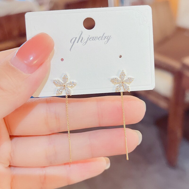 BowLift | Elegant Flower Long Chain Earrings