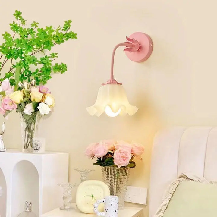 FrenchBloom Wall Light – Bedroom Flower Lamp Bowlift