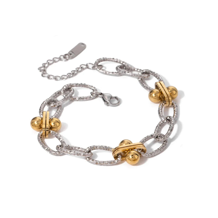 BowLift | Classy Two Tone Textured Silver Bracelet