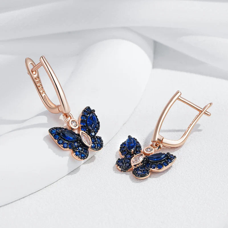 BowLift | Dainty Blue Diamond Butterfly Earrings