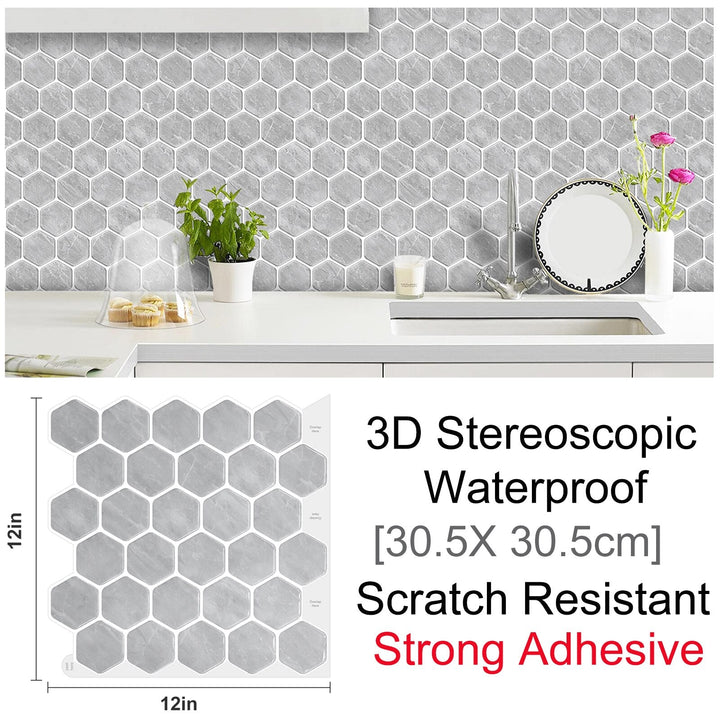 3D Self-Adhesive Hexagonal Wall Stickers | Bowlift