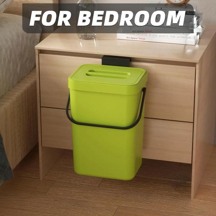 BowLift | Binova Mini Trash Can | With Lid | Hanging & Wall Mounted | Compact & Odor Blocking | For Kitchen, Bathroom & Office
