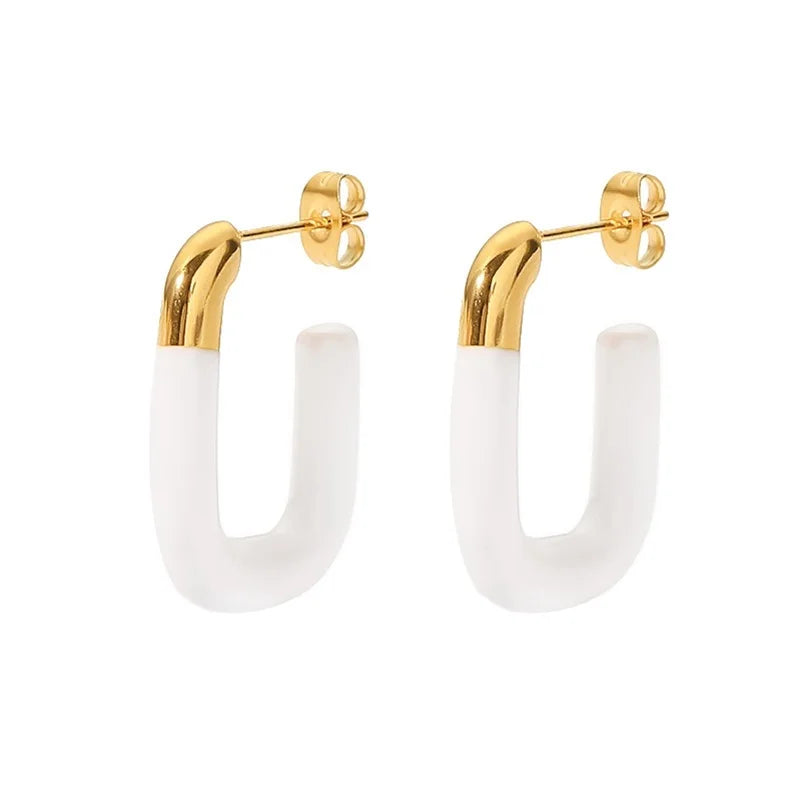 BowLift | Modern Gold Tips Geometric White Earrings