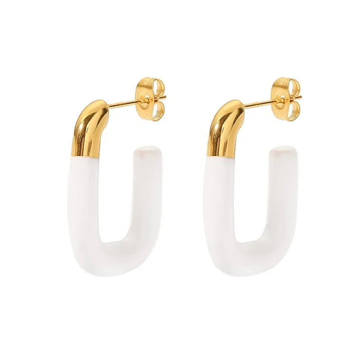 BowLift | Modern Gold Tips Geometric White Earrings