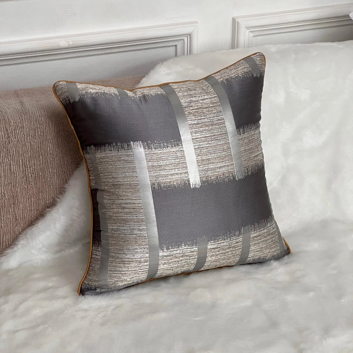 Shiny Golden Silver Stripe Jacquard Cushion Cushion Covers 45x45cm Pillow Cases Square Cover For Sofa Throw Cushions Light Luxury Nordic Home Decor | Bowlift