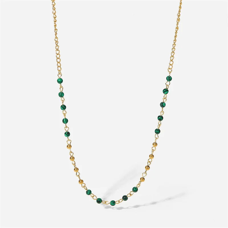 BowLift | Dainty Gold & Malachite Stone Necklace