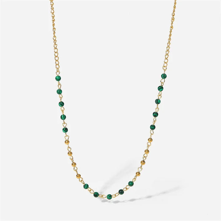 BowLift | Dainty Gold & Malachite Stone Necklace