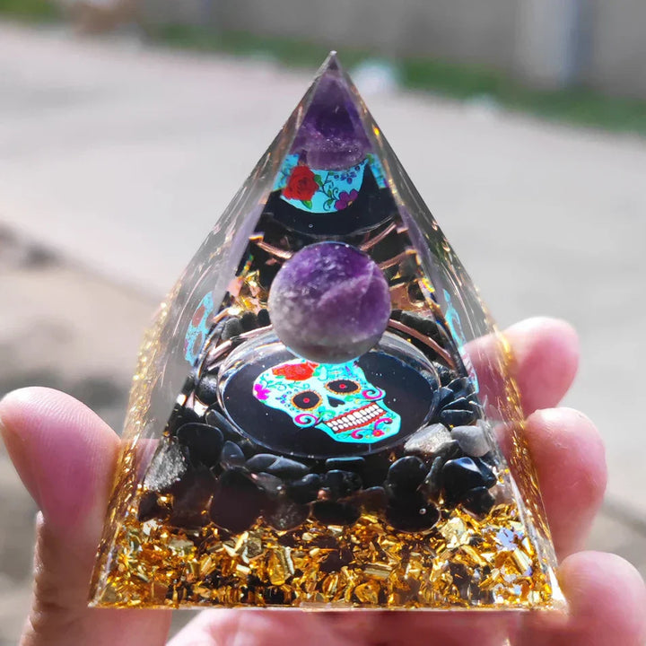 BowLift | Orgonite Pyramid with Amethyst Pendulum – Energy, Protection and Decoration