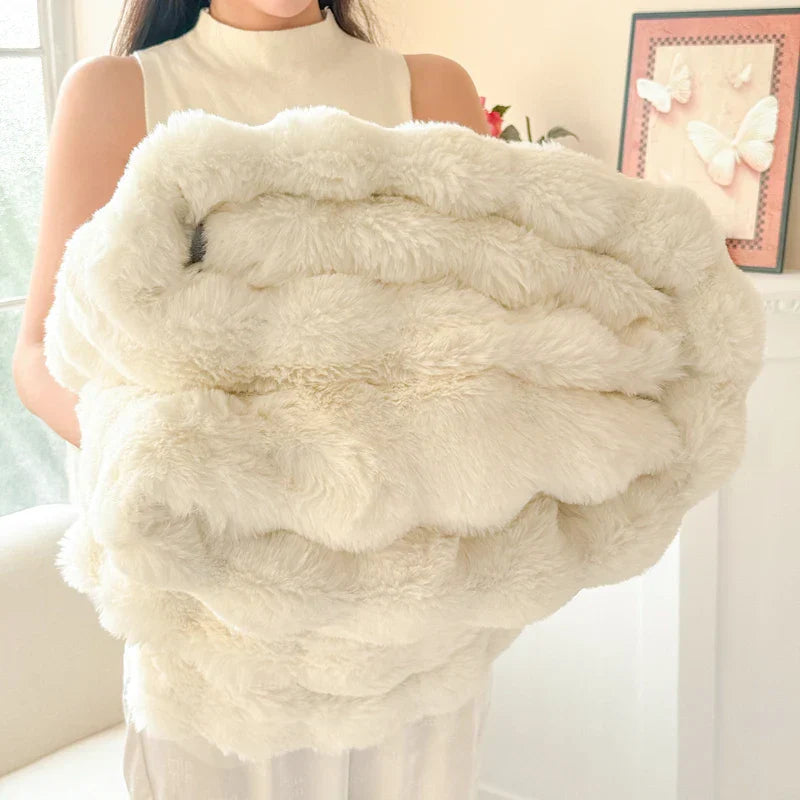 BowLift | CosyLuxe Plush Blanket Double Layer Extra Thick Soft Rabbit Fur Imitation Easy Care