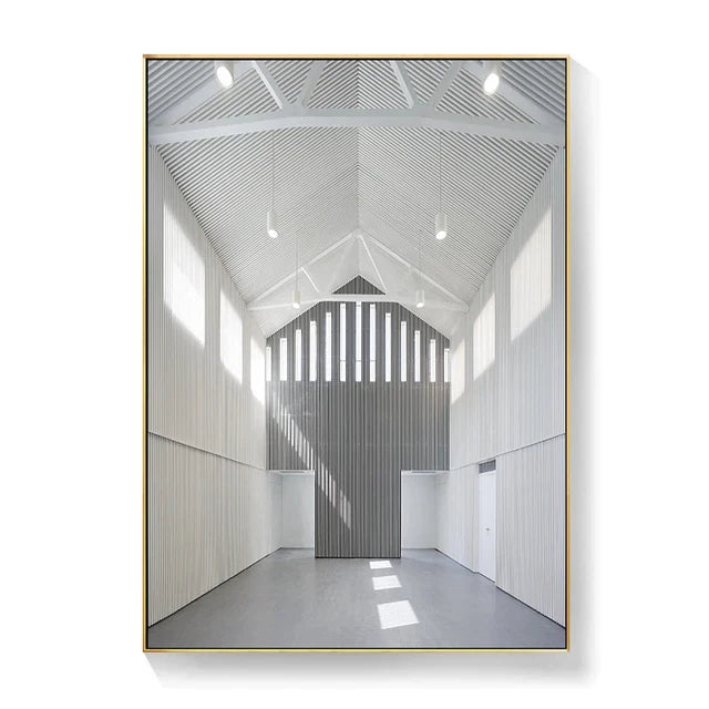 Black White Architectural Interiors Wall Art Fine Art Canvas Prints Print Pictures For Modern Loft Living Room Home Office Decor | Bowlift