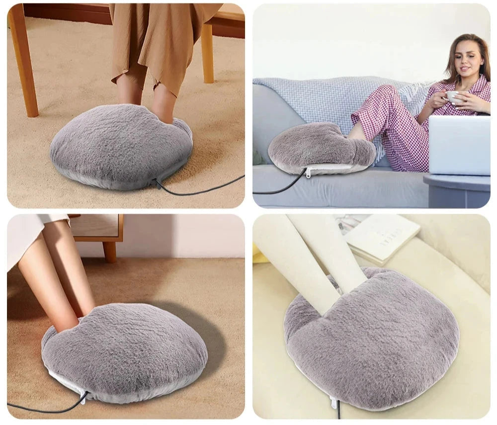 Fluffy heated foot warmers | Cozy heated foot cushion | Bowlift