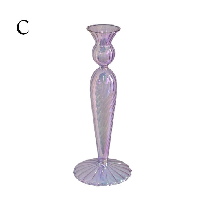 Ribbed Glass Candle Holders - Lilac | Bowlift