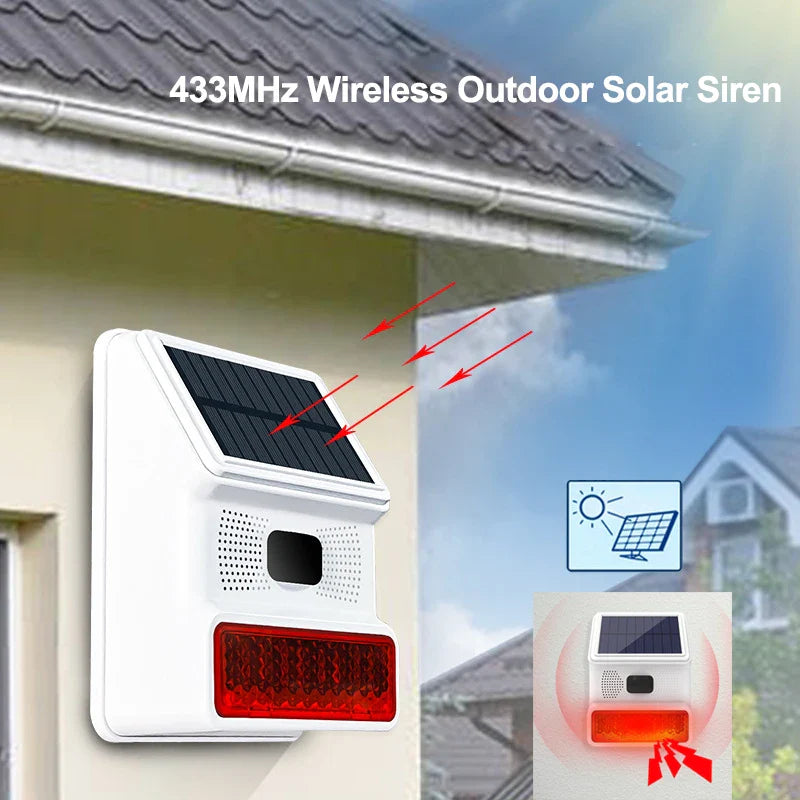 BowLift | Solar-External Siren Securon 433S | 433 MHz Wireless Alarm Module with Light & Sound | For GSM/WiFi Alarm Systems | Solar Powered & Weatherproof