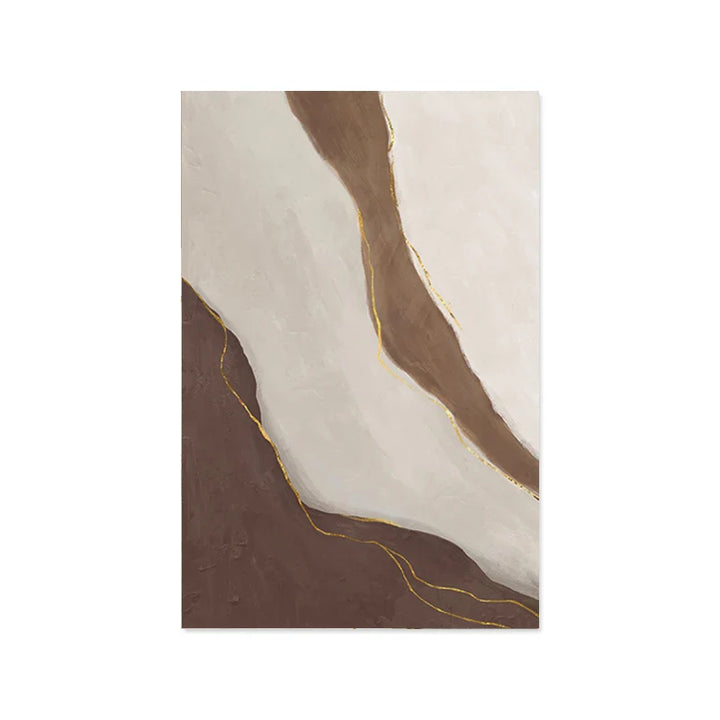 Modern Geomorphic Abstract Wall Art Fine Art Gray Beige Brown Canvas Prints Pictures For Living Room Contemporary Home Interior Decor | Bowlift