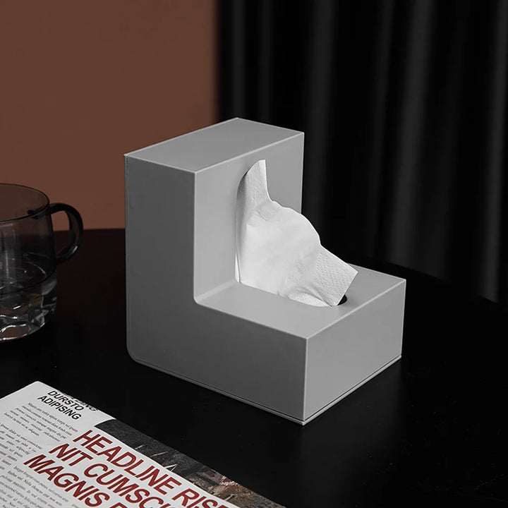 Minimalist Abstract L-Shaped Sculptured Tissue Box For Living Room Coffee Table Kitchen Worktop Desktop Nordic Style Home Decoration | Bowlift