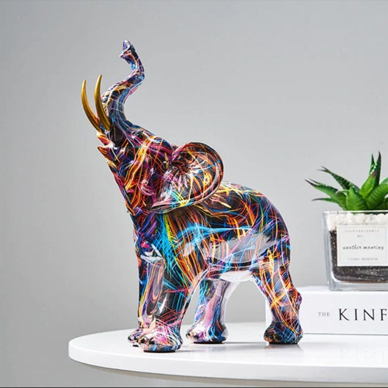 BowLift | Handmade Abstract Elephant Statue – Colorful Decorative Art Sculpture for Vibrant Home Decor