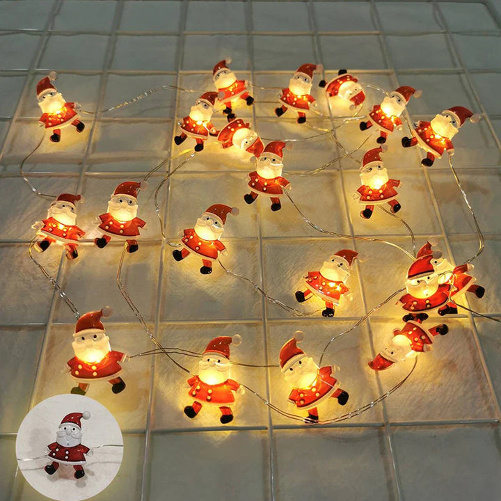 BowLift | Lumirelle | LED Fairy Lights Christmas | Santa & Snowman Motifs | Warm White Light | For Tree, Window & Table Decor