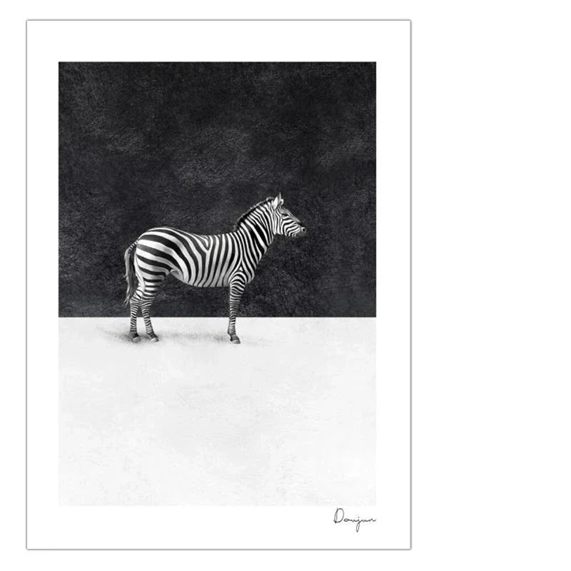 Black White Zebra Poster Wall Art Fine Art Canvas Prints Abstract Contour Lines Minimalist Pictures For Living Room Modern Home Office Decor | Bowlift