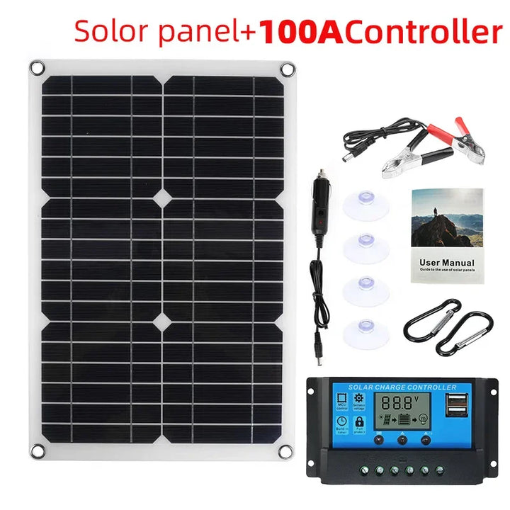 BowLift | SolaVibe Solar Panel 1200W | Flexible 12V Charging Panel | 2x USB & 100A Charge Controller | Outdoor Camping