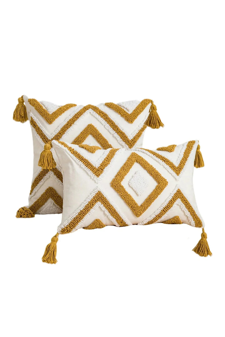 Yellow Geometric Cotton Pillowcase | Bowlift