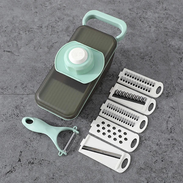 BowLift | SchnippelMeister Vegetable Cutter 5-in-1 | Multi Cutter with Collection Container | Grater, Slicer & Dicer | BPA-free & Dishwasher Safe | 27×11×10 cm