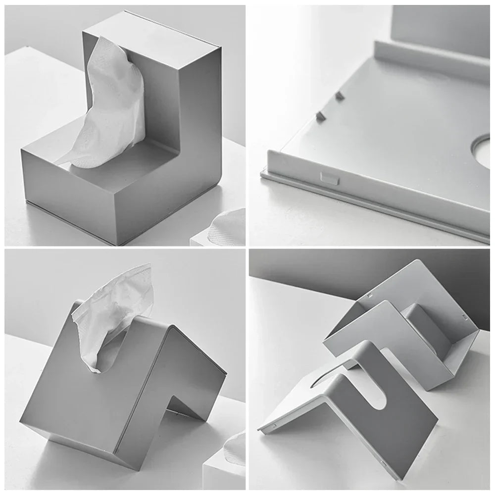 Minimalist Abstract L-Shaped Sculptured Tissue Box For Living Room Coffee Table Kitchen Worktop Desktop Nordic Style Home Decoration | Bowlift