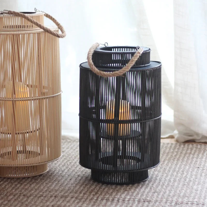 Imitation Bamboo LED Candle Lantern Bowlift