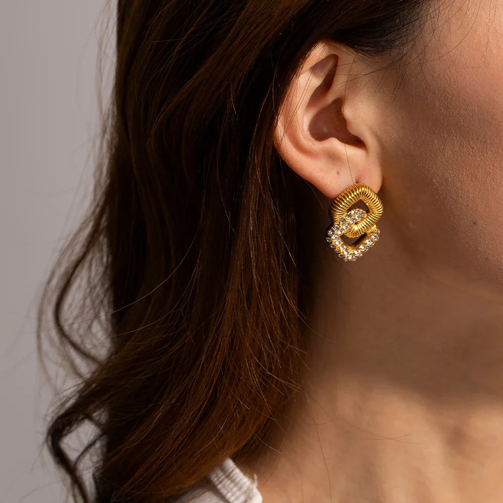 BowLift | 18k Textured Dual Squircle Earrings