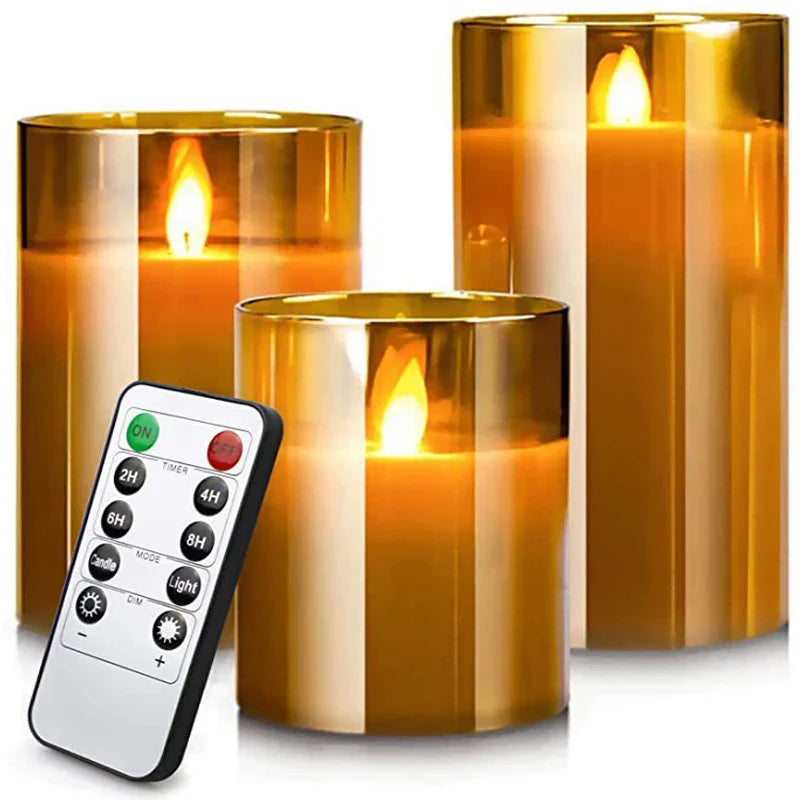 BowLift | Lumièrea | LED Candle Set with Glass | Flickering & Remote Control | Timer | Wedding & Christmas