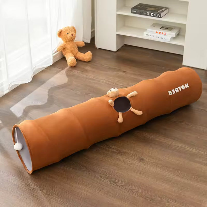 Collapsible cat tunnel for indoor cats to play and hide Bowlift