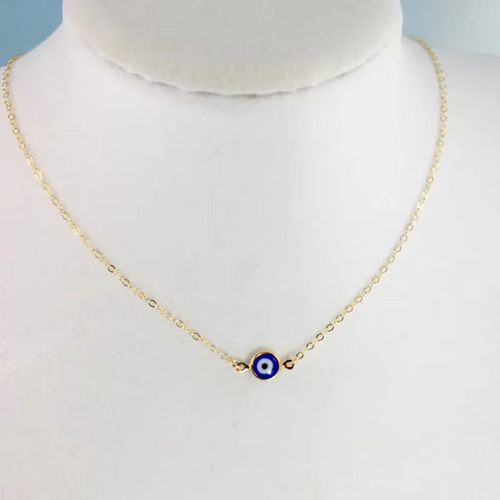 BowLift | Blue Evil Eye Clavicle Necklace in Stainless Steel