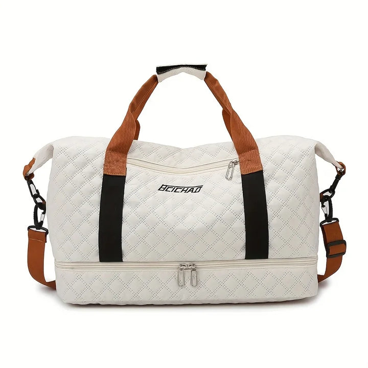 BowLift | Travessia Travel Bag with Shoe Compartment | Large Capacity & Argyle Design | Nylon Weekender for Sports, Short Trips & Everyday Use