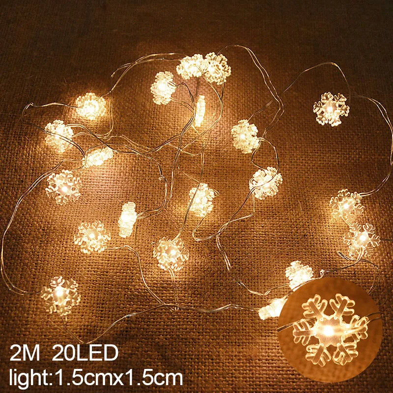 BowLift | LED String Lights Christmas | 2 m | 20 LEDs with Santa & Snowflakes | Battery Operated | Nordivelle