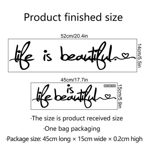 Beautiful Life Inspirational Wall Sticker Removable Peel and Stick Daily Mantra Wall Decal Creative DIY Home Decor For Living Room Bedroom Dining Room | Bowlift