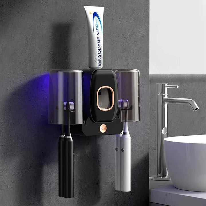 BowLift | UV Toothbrush Holder PureBrush UV | Sterilization with UV Light | Automatic Toothpaste Dispenser | Wall Mounting Without Drilling