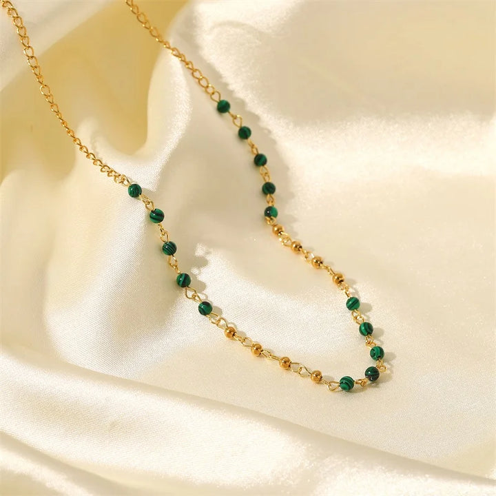 BowLift | Dainty Gold & Malachite Stone Necklace