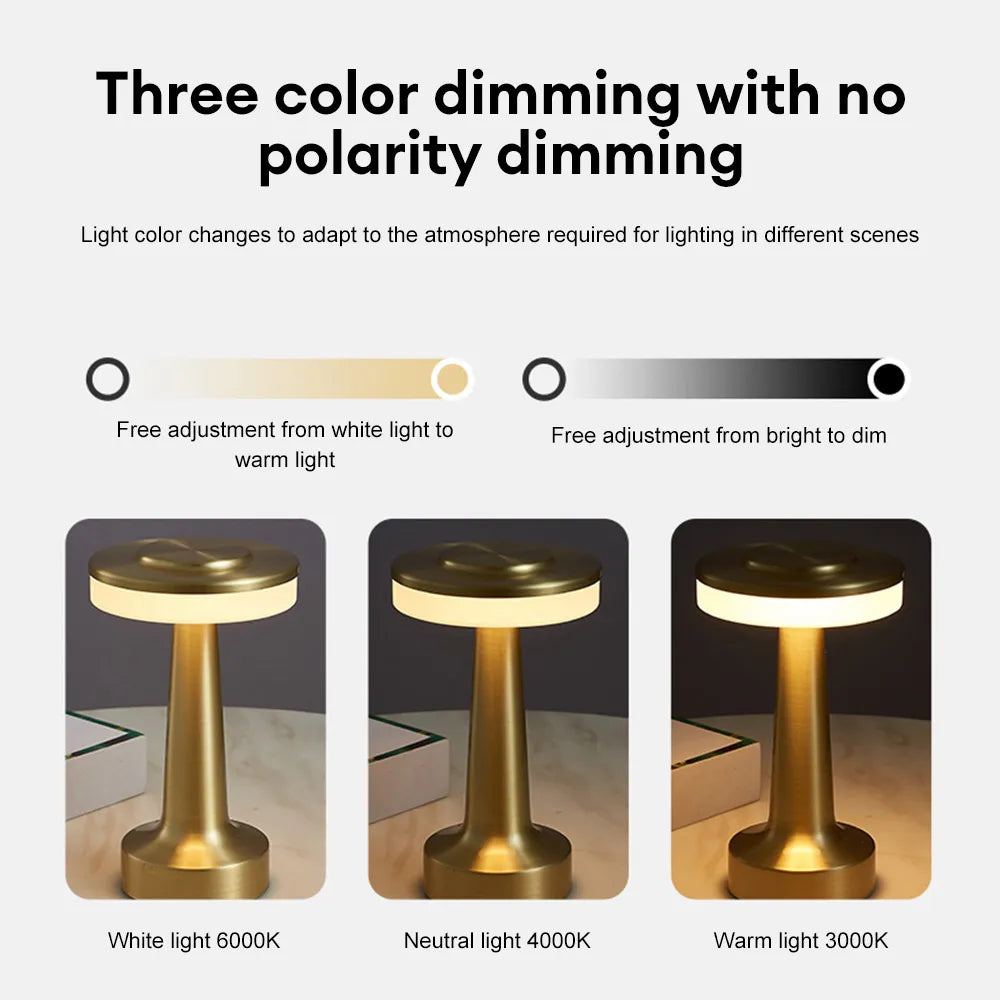 BowLift | Retro Led Table Lamp Usb Rechargeable Infinitely Dimmable Night Light Camping Light Suitable For Bar Lampbedroom Ambient Light