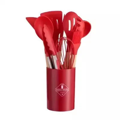 ChefEase – 12-piece Silicone Cooking Utensils Set with Wooden Handles | Bowlift
