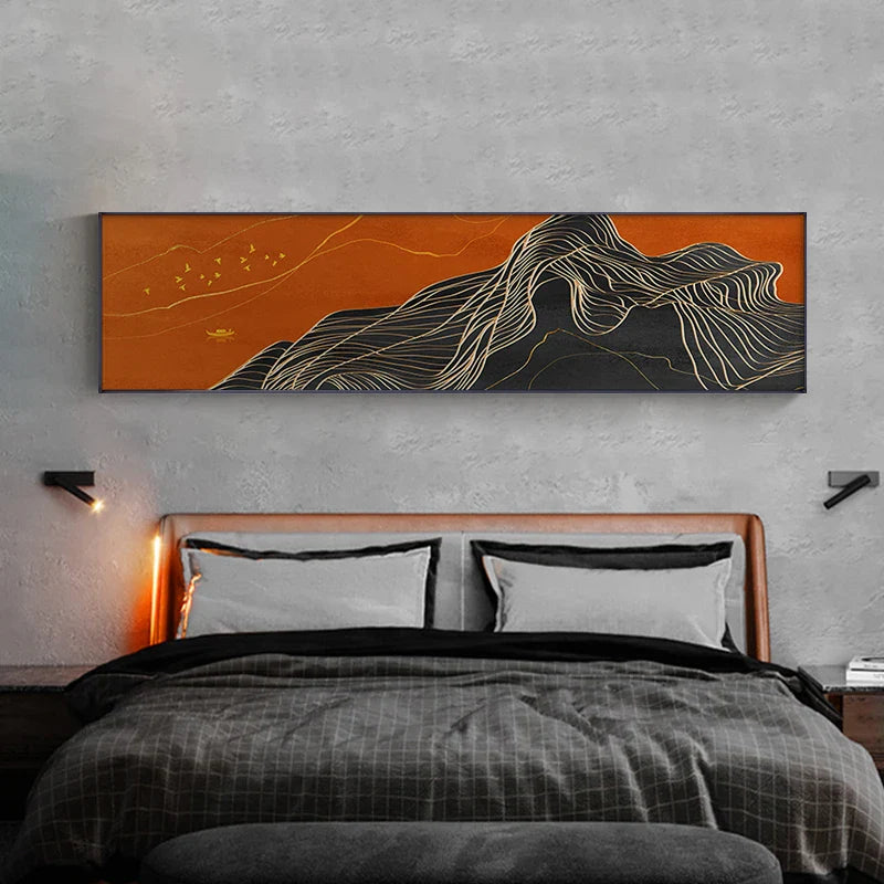 Auspicious Abstract Light Luxury Colorful Wide Format Wall Art Fine Art Canvas Prints Pictures For Above The Sofa Art For Above The Bed | Bowlift