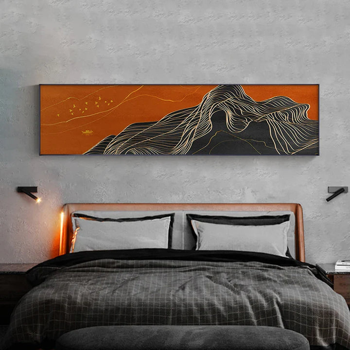 Auspicious Abstract Light Luxury Colorful Wide Format Wall Art Fine Art Canvas Prints Pictures For Above The Sofa Art For Above The Bed | Bowlift