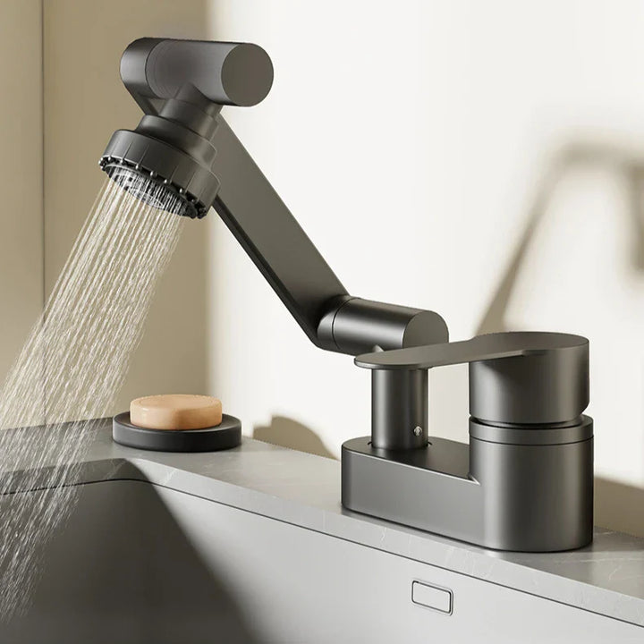 Aqua Twist Duo-Flex Basin Mixer – 360° swiveling two-hole faucet for hot and cold water Bowlift