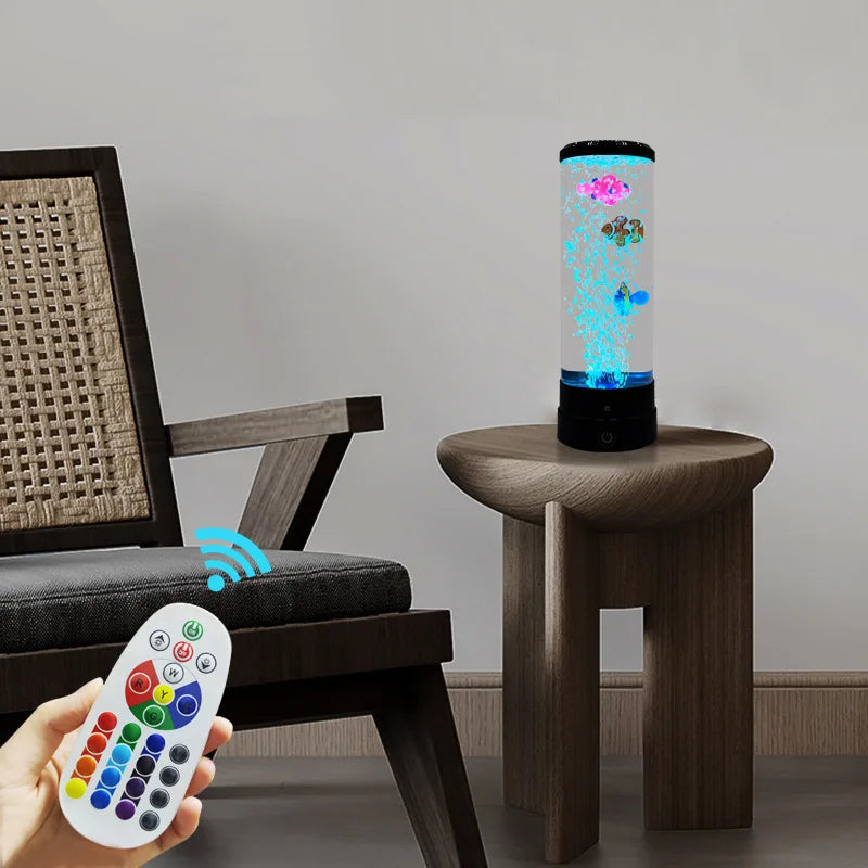 BowLift | Simulated Led Colorful Large Bubble Fish Light Aquarium Tank Usb Night Light for Home Desk Bedroom Living Room