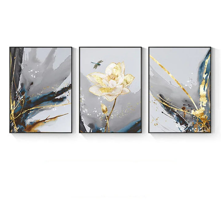 Modern Abstract Floral Wall Art Fine Art Canvas Prints Blue Gray Botanical Pictures For Living Room Bedroom Wall Art Decor | Bowlift