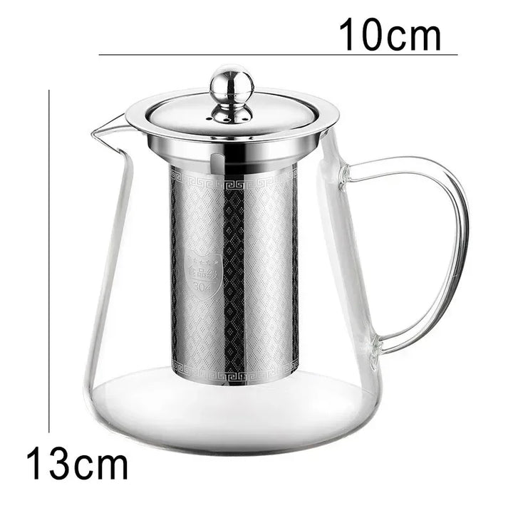BowLift | 450ml-950ml Heat Resistant Glass Teapot – Stainless Steel Tea Filter, Flower Kettle for Kung Fu Tea, Puer and Oolong Tea