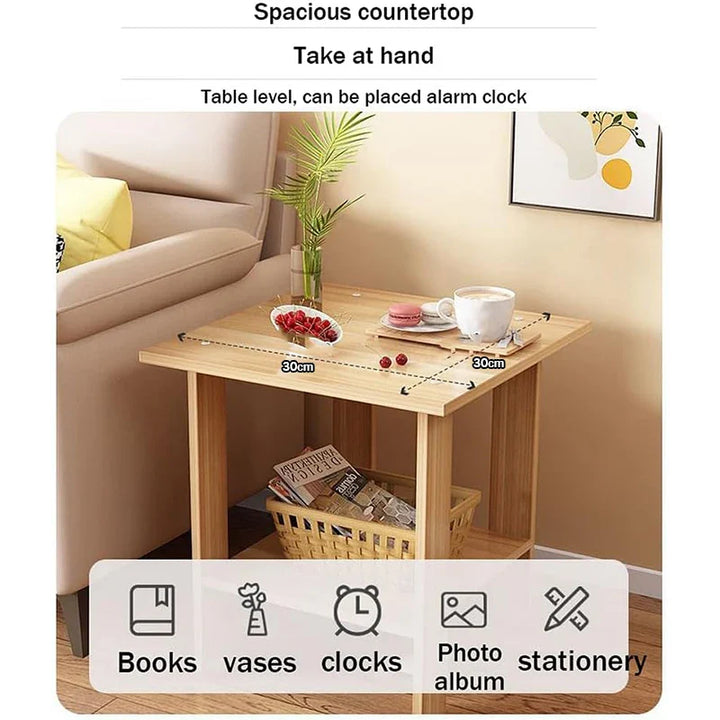 BowLift | Solid Wooden Nightstand with Two Layers in Modern Design